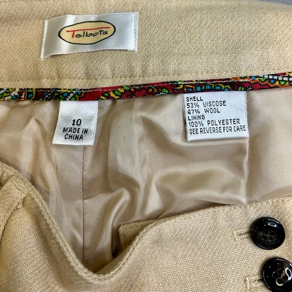 🤩”Talbots” Stylish Wool Blend Tan Wide-Leg Cuffed Pants w/ Pockets Size 10 💛 - Picture 9 of 15